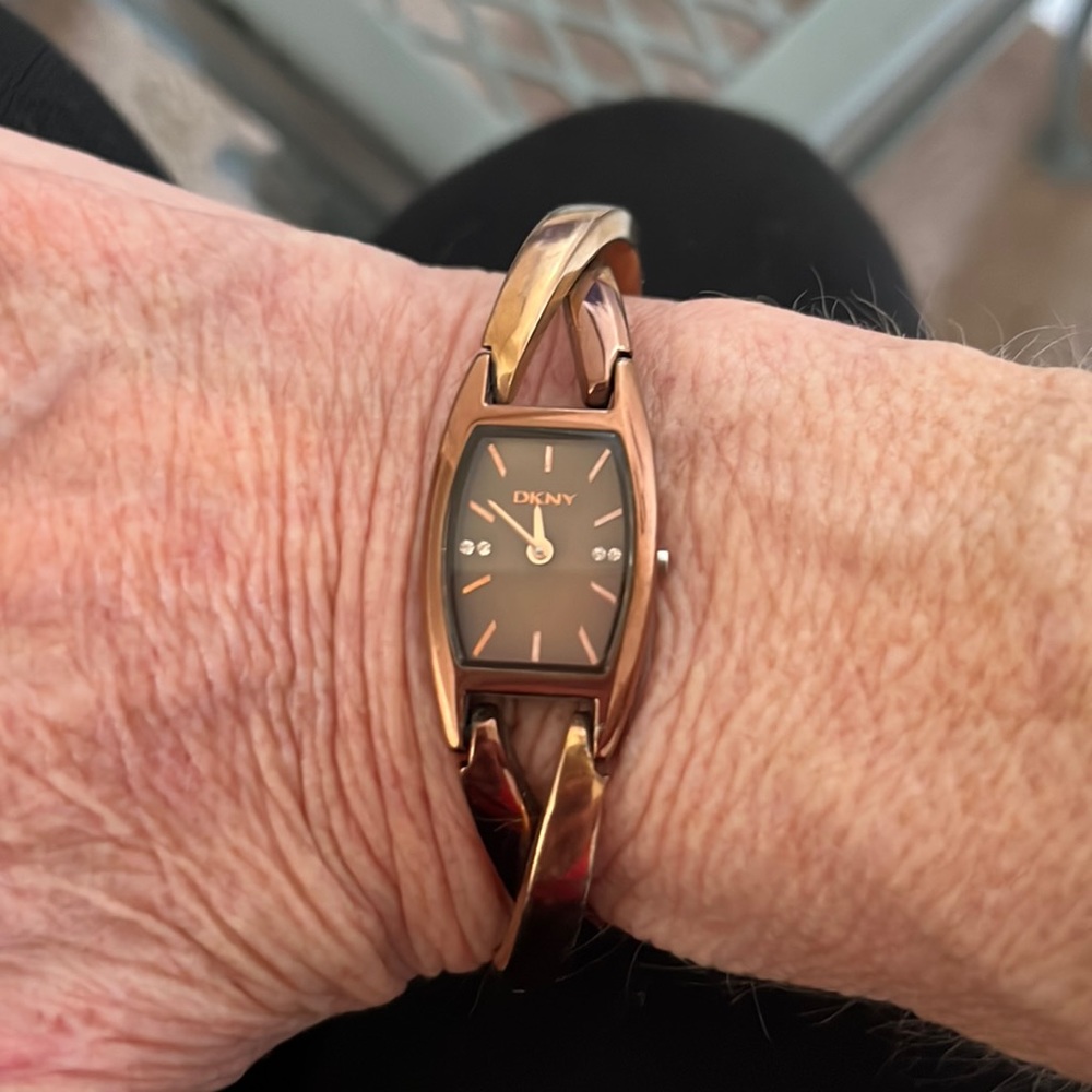 DKNY copper watch! Beautiful diamond accents! 7" in total